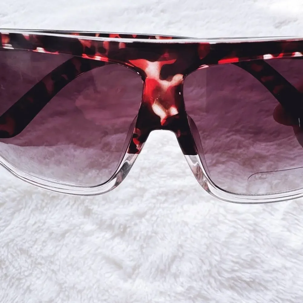 Kira Tortoise Brown & Clear Oversized Sunglasses